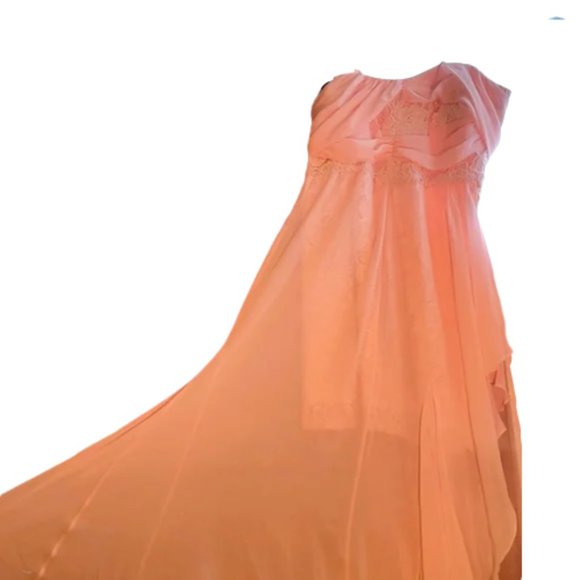 LE CHATEAU Strapless Prom Formal Peachy Pink Hi Low Dress Gown XL NEW N… - Picture 5 of 10